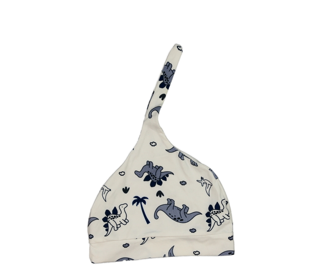 Bílá čepička s dinosaury 