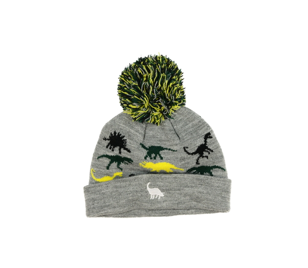 Šedá čepice s dinosaury 