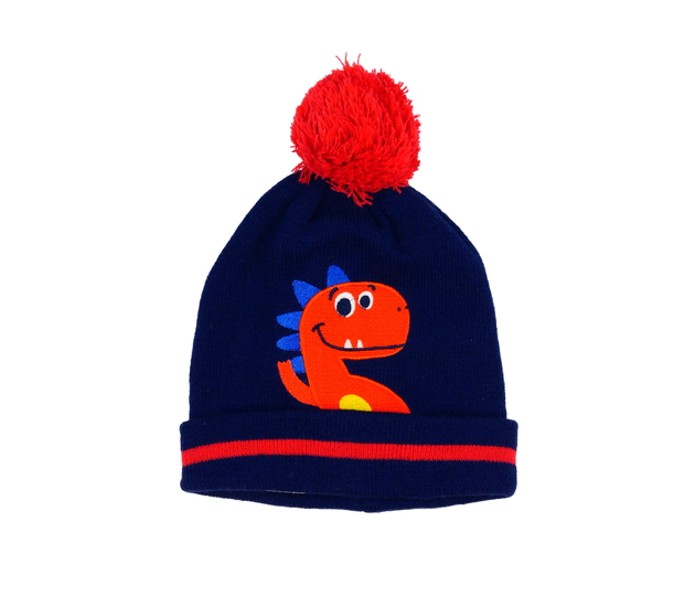 Tmavě modrá čepice s dinosaurem 