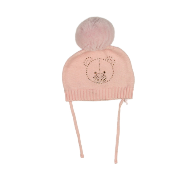 Nová růžová čepice s bambulí 