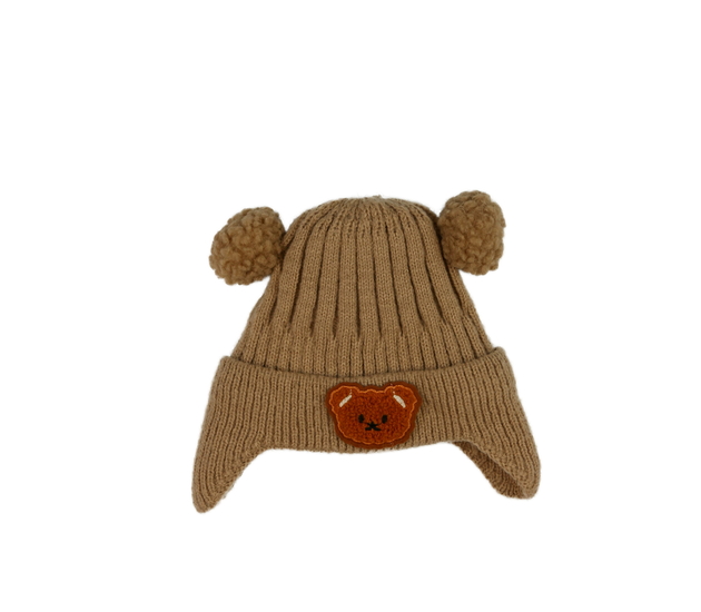 Hnědá čepice s oušky 