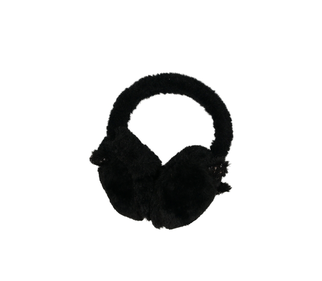 Černé kočičí chlupaté klapky na uši 