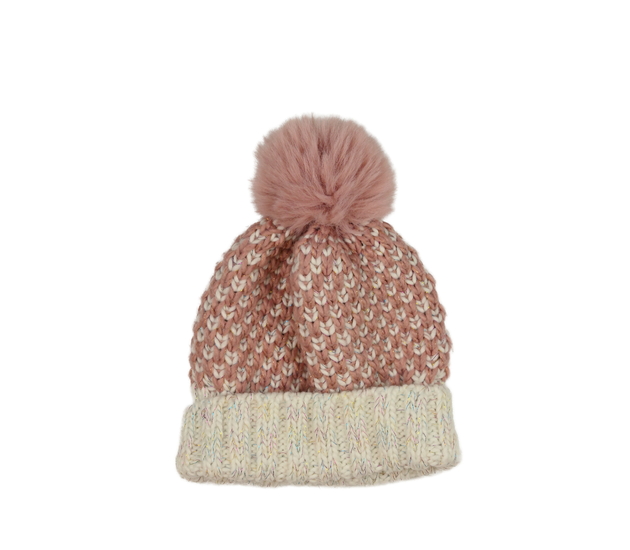 Růžová pletená zimní čepice 