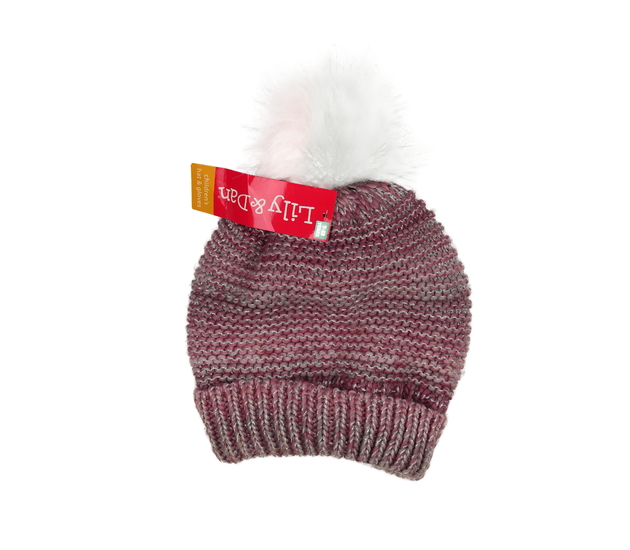 Nová fialovo-stříbrná zimní čepice