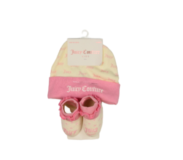 Nová čepička a ponožky růžovo-krémová