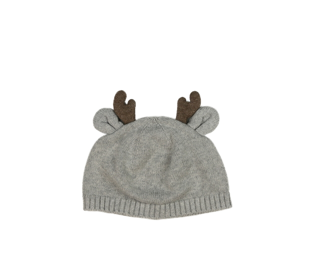 Šedá čepice se sobími růžky 