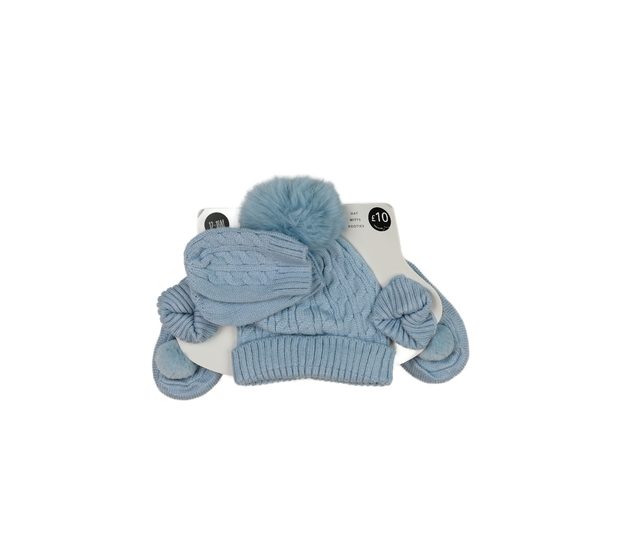 Nová modrá čepice, rukavice a bačkůrky George