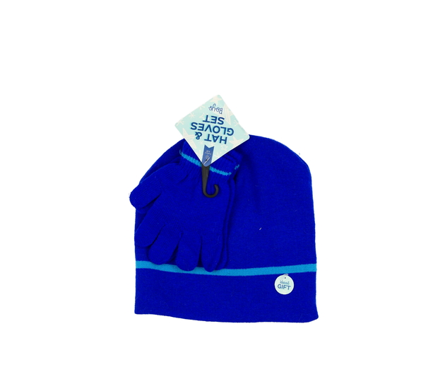 Nová modrá čepice a rukavice 