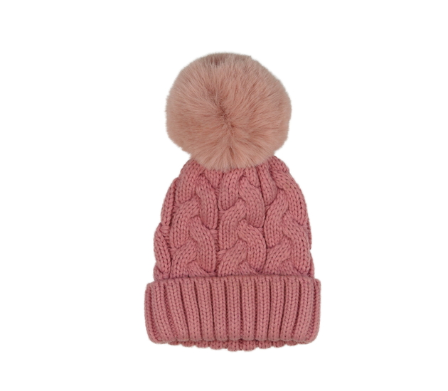 Růžová čepice s bambulí Next