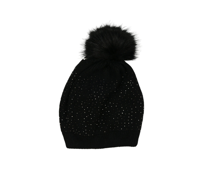 Nová černá čepice s kamínky 