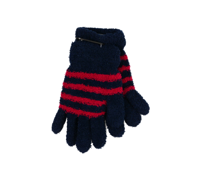 Modro-červené chlupaté rukavice