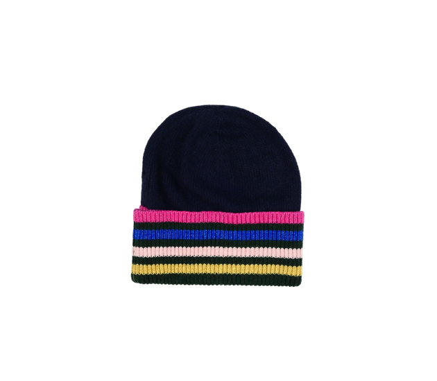 Nová tmavě modrá čepice s lesklými pruhy 