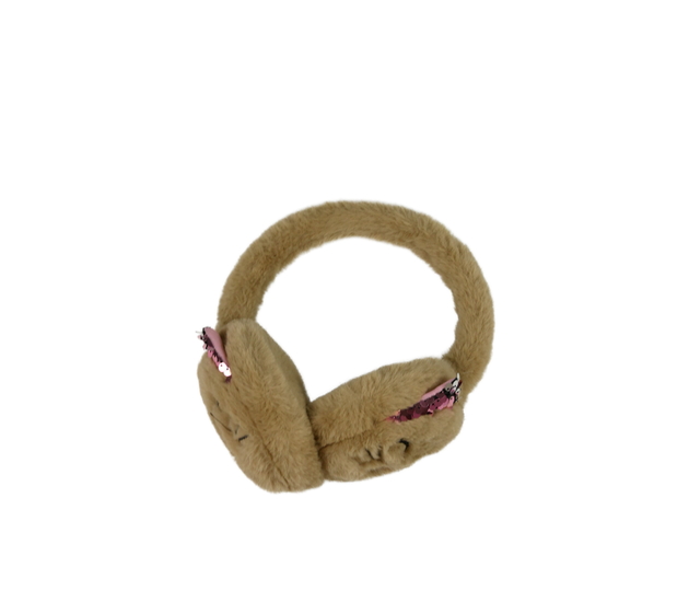 Hnědé klapky na uši s kočičkou