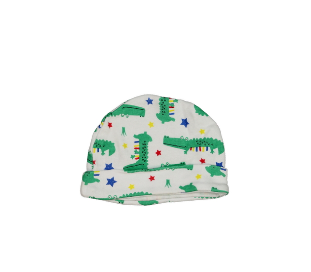 Bílá bavlněná čepička s krokodýly 