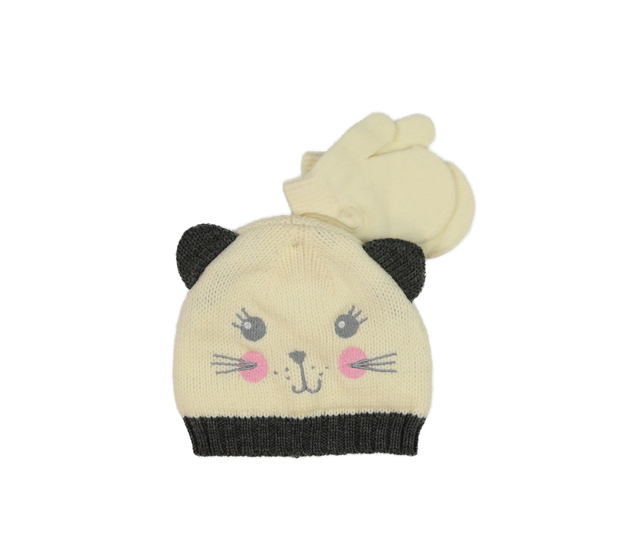 Krémová čepice a palčáky 