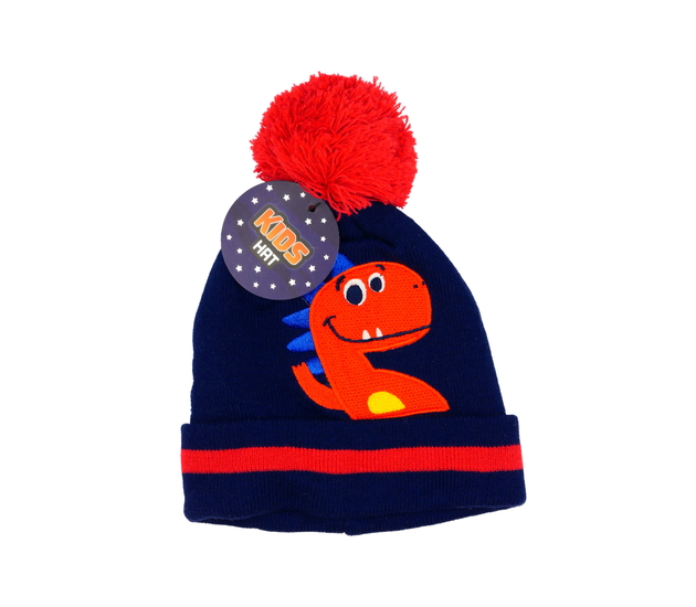 Nová tmavě modrá čepice s dinosaurem 