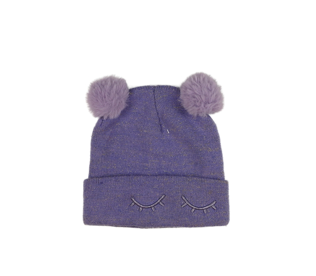 Fialová čepice s bambulemi H&M