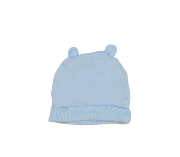 Modrá bavlněná čepice s podšívkou a oušky 