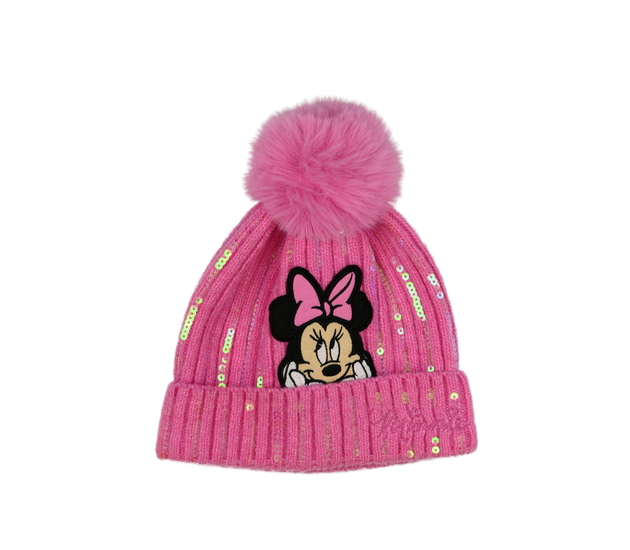 Růžová čepice s flitry Minnie Disney