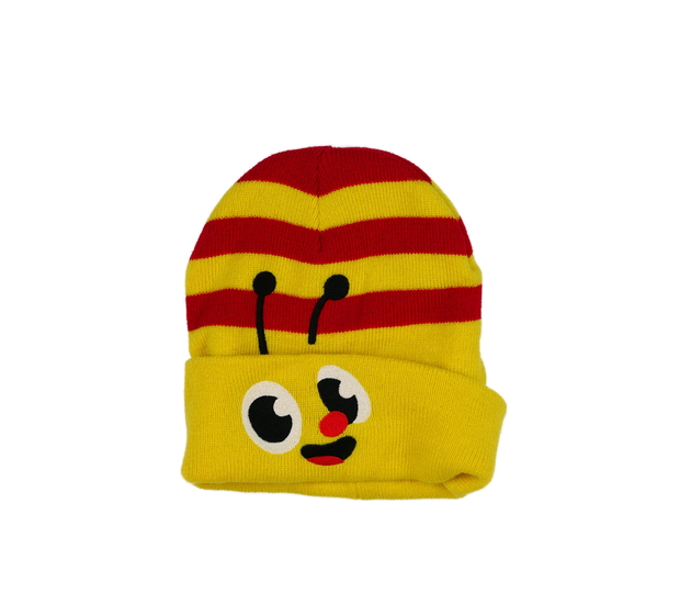 Žluto-červená pruhovaná čepice 