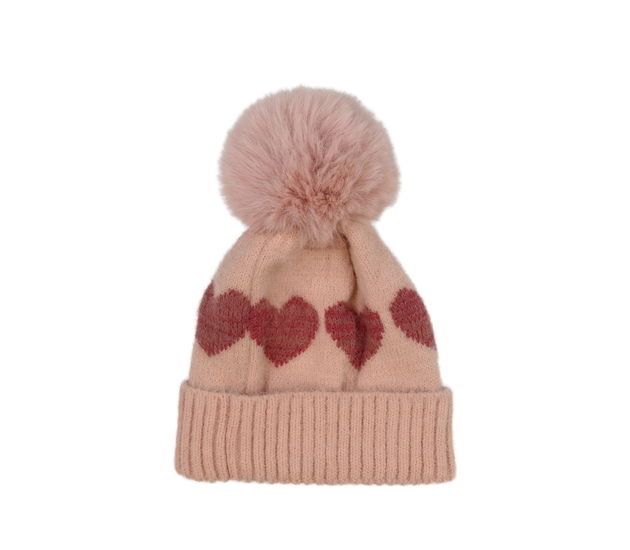 Růžová čepice se srdíčky 