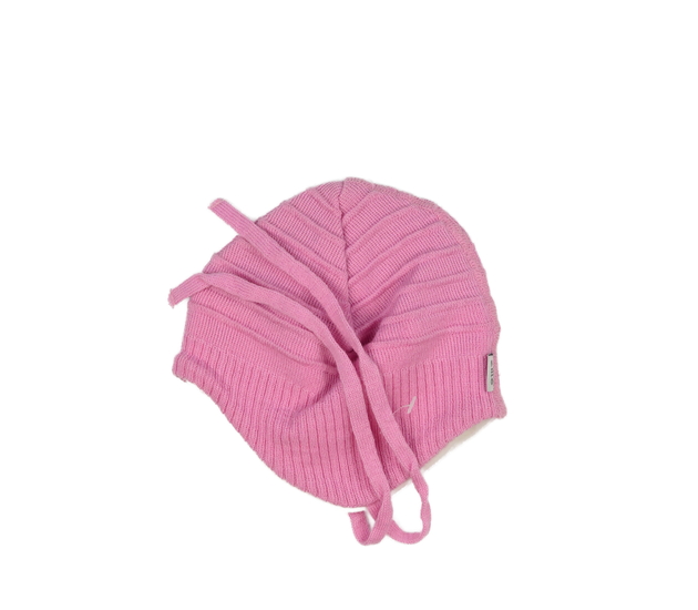 Růžová čepice s podílem merino vlny 60%