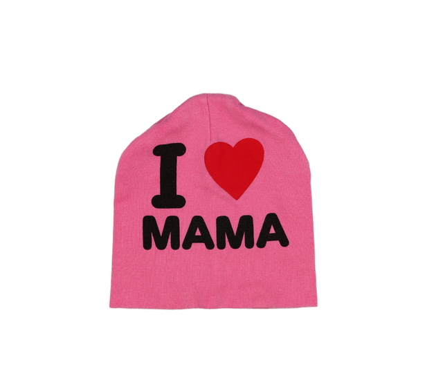 Růžová čepice s nápisem 
