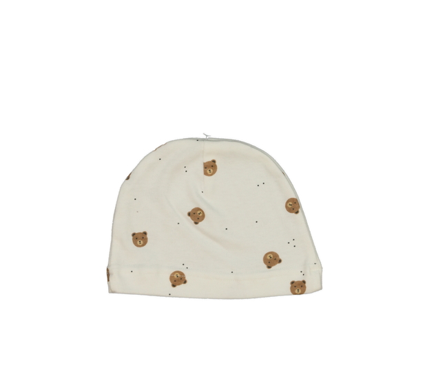 Bílá čepička s medvídky 