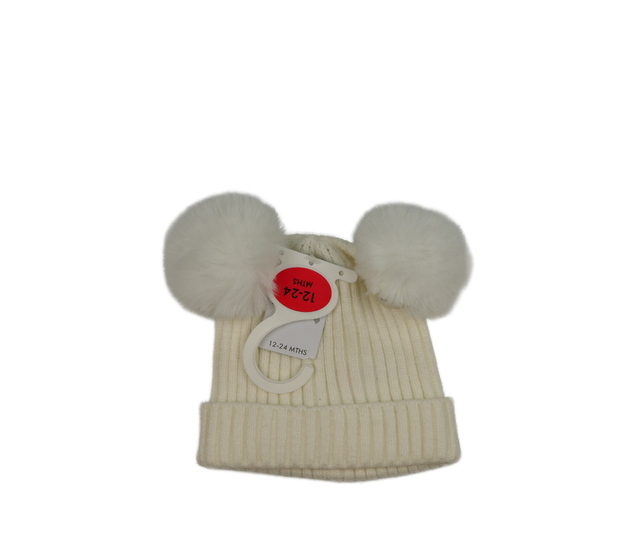 Nová krémová čepice s bambulemi