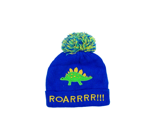 Modrá čepice s dinosaurem