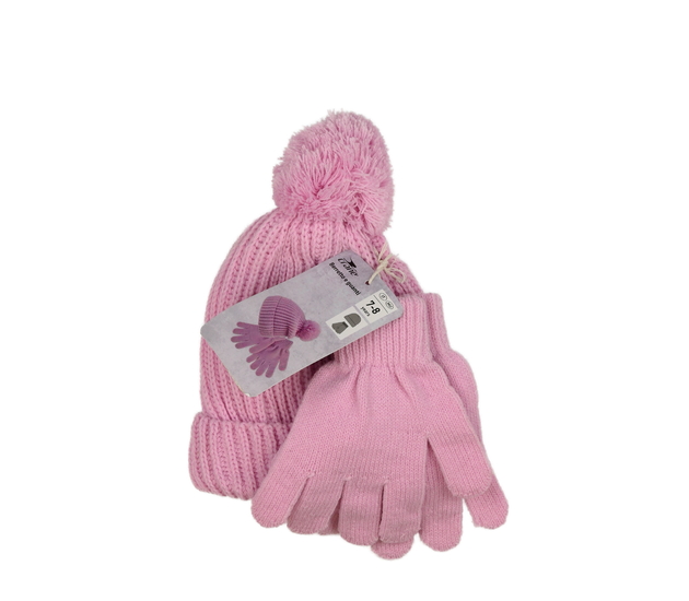 Nová růžová čepice a rukavice Crane 