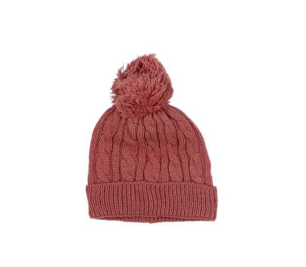 Růžová čepice s bambulí