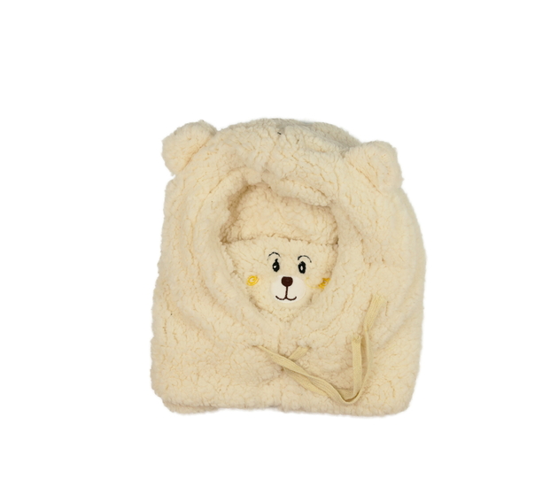 Krémová chlupatá čepice s nákrčníkem 