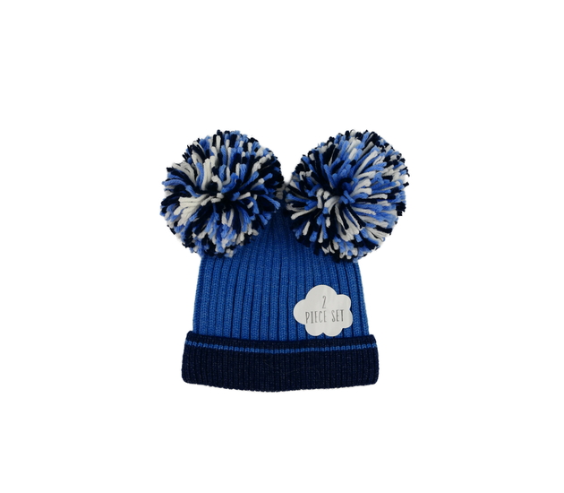 Nová modrá čepice s bambulemi George