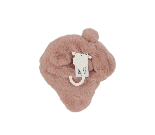 Nová růžová chlupatá ušanka 