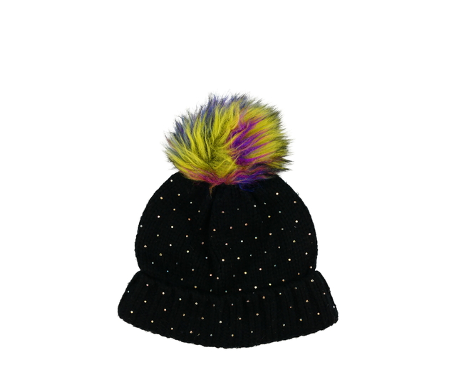 Černá čepice s kamínky Tu 