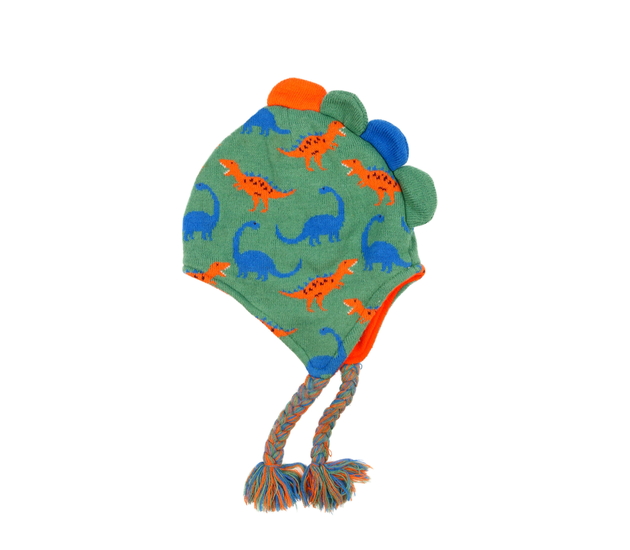 Zelená dinosauří ušanka 
