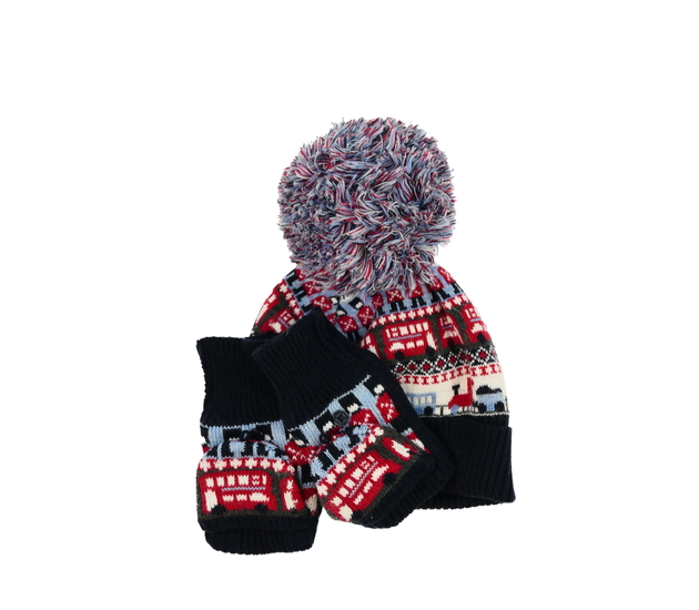 Vzorovaná čepice a palčáky Mothercare