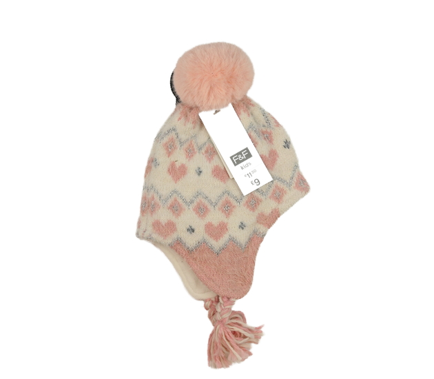 Nová růžová vzorovaná ušanka F&F