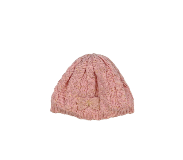 Růžová pletená čepice s mašličkou George