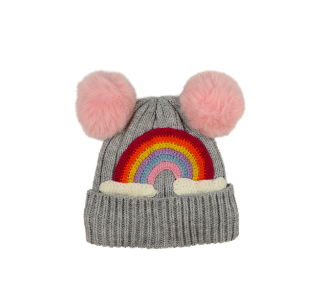 Šedá zimní čepice s duhou Mothercare