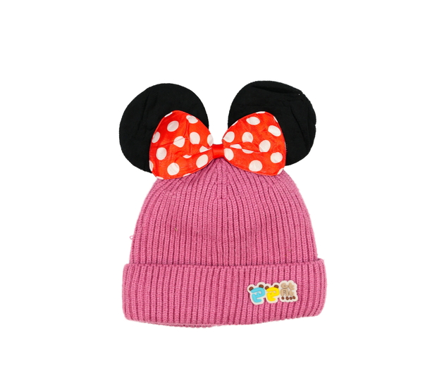 Růžová zimní čepice s oušky 