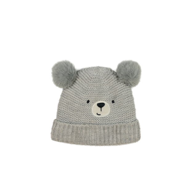 Šedá zimní čepice s podšívkou a bambulemi F&F