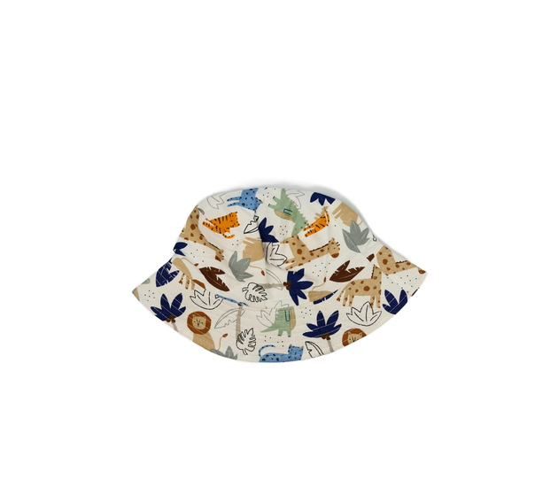 Bílý klobouk se zvířátky 