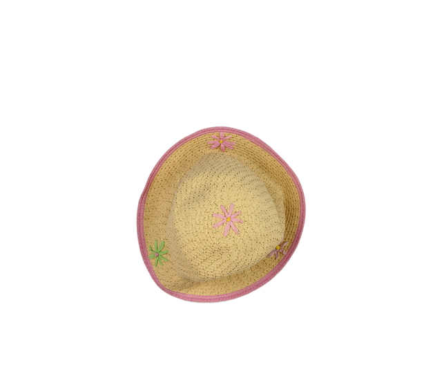 Hnědý slaměný klobouk s květinami George