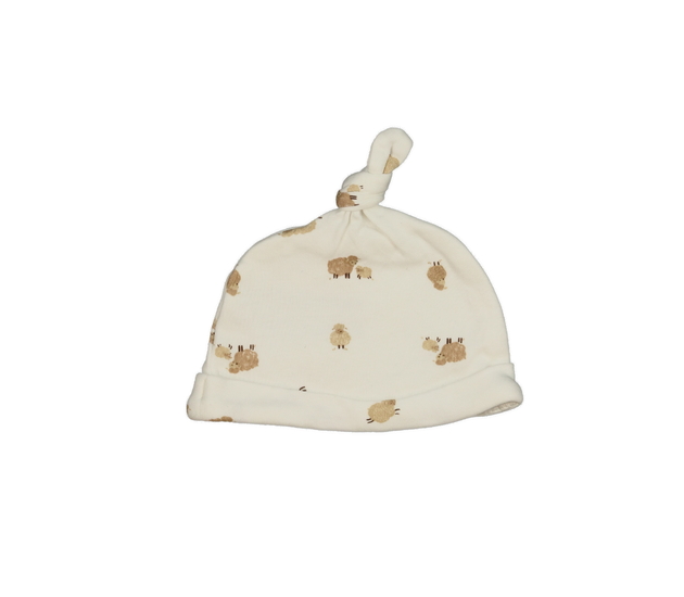 Krémová bavlněná čepička s ovečkami Primark 