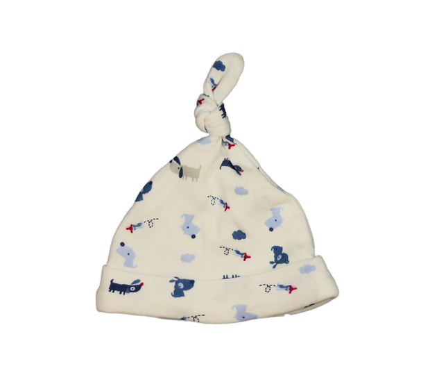 Krémová bavlněná čepička s obrázky 