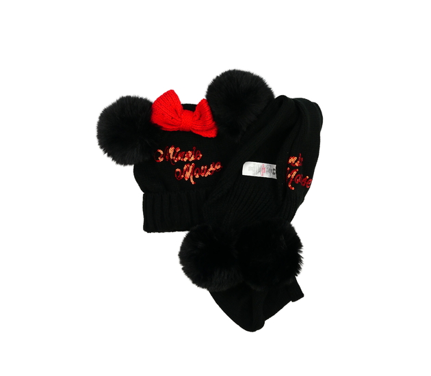 Černá čepice a šála Minnie Disney George