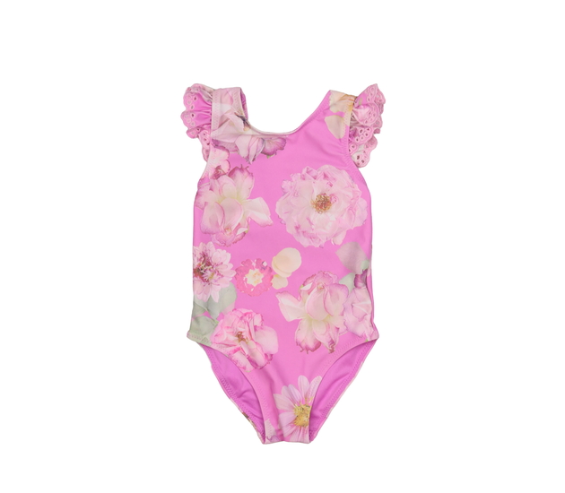 Růžové plavky s květinami a krajkou George