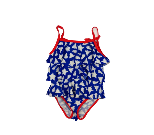 Modrobílé plavky s volánky 